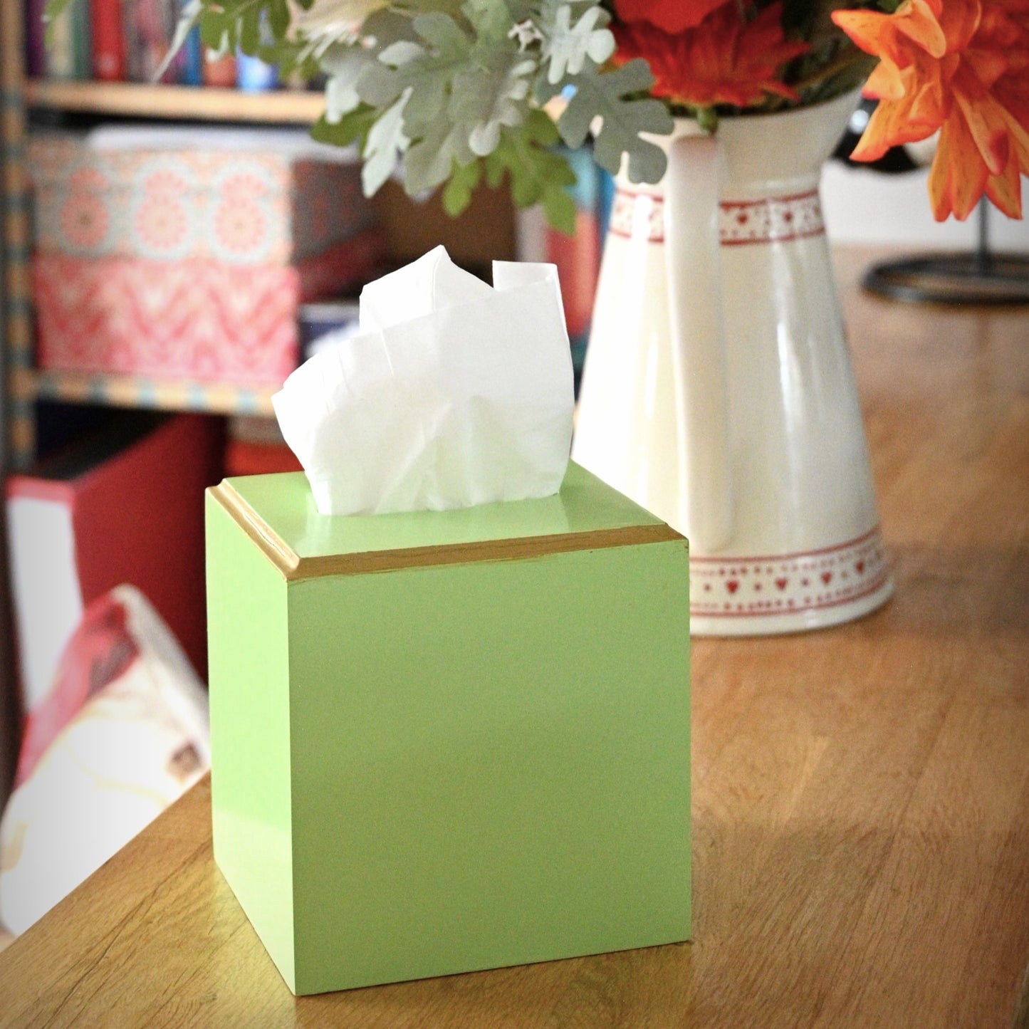 Square Tissue Box:  Lime Green