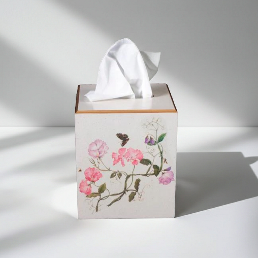 Square Tissue Box Cover: Sweet Pea