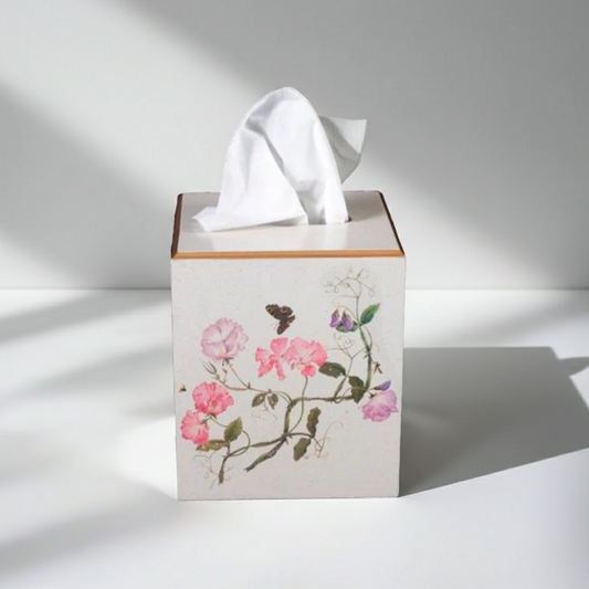 Square Tissue Box Cover: Sweet Pea
