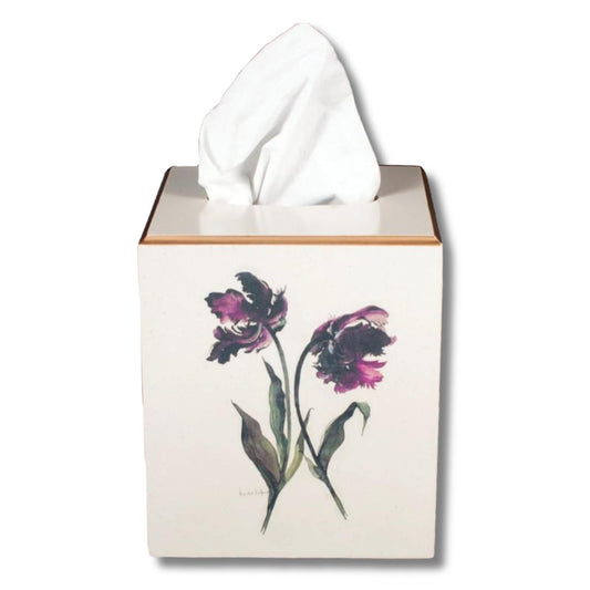 Square Tissue Box Cover: Parrot Tulip