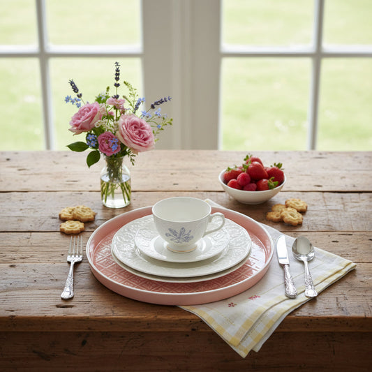Round Enamel Tray - Dusky Pink
