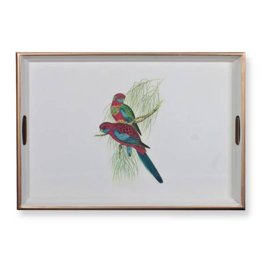 Large Rectangular Tray:  Pair of Parrots