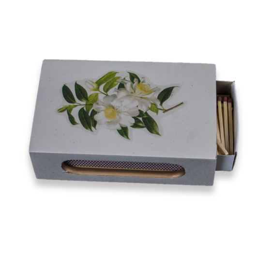 Standard Wooden Matchbox Cover with Matches: Camellia