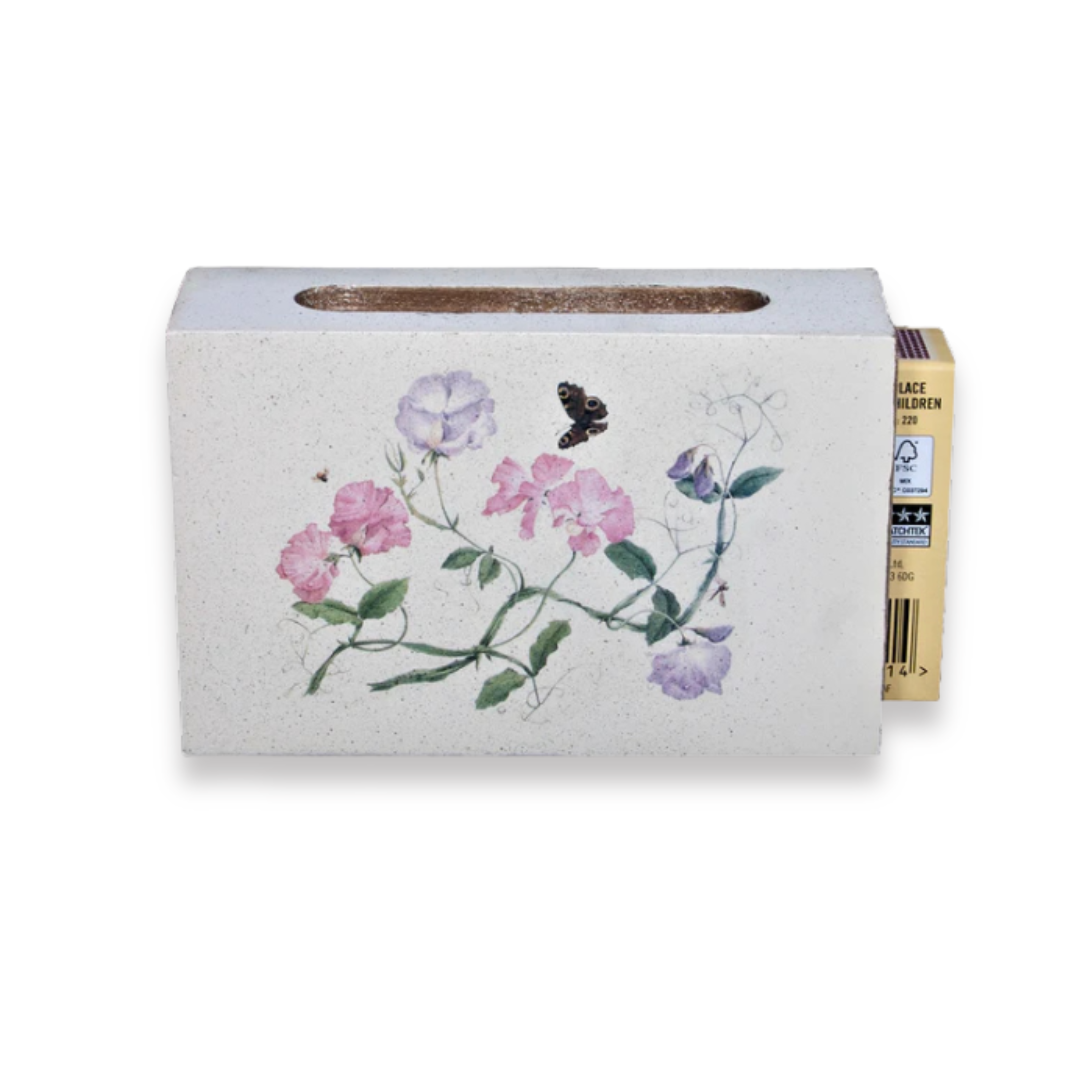 Standard Wooden Matchbox Cover with Matches: Sweet Pea