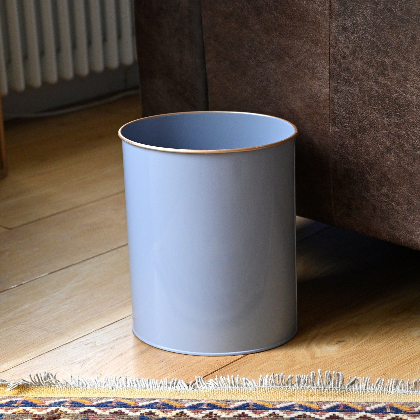 Oval Waste Paper Bin: Pastel Blue