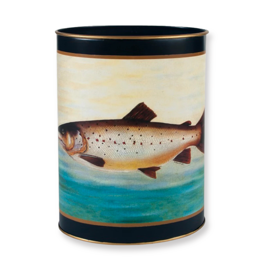 Oval Waste Paper Bin: Fish on Dark Blue