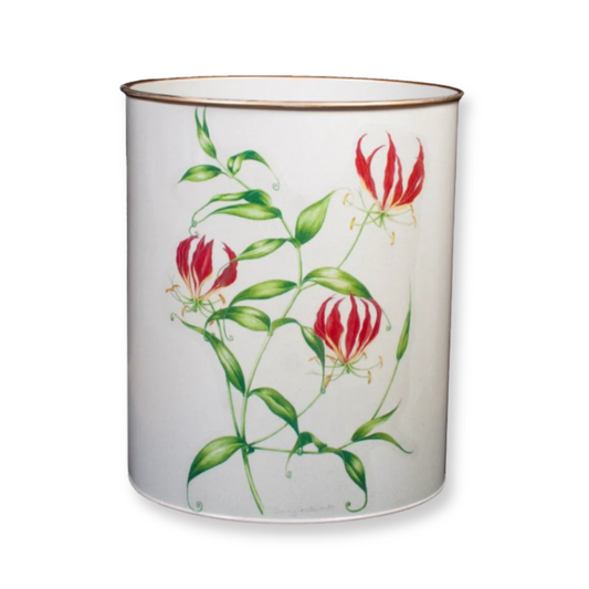 Oval Waste Paper Bin: Flame Lily