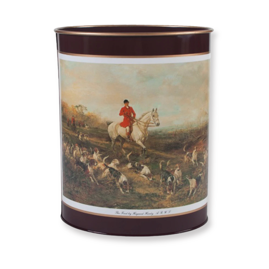 Oval Waste Paper Bin: Hunting on Dark Green