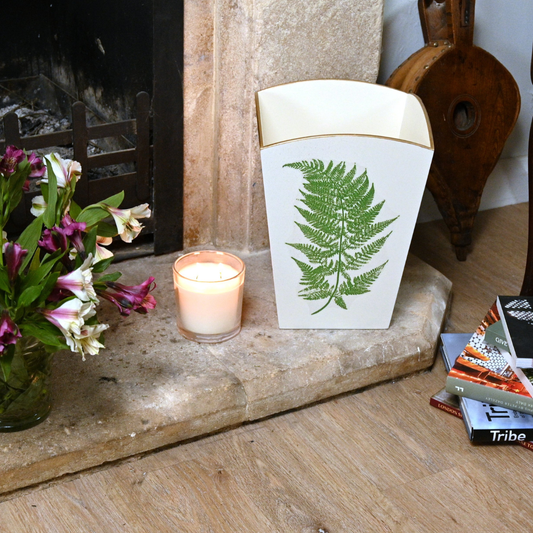 Square Wooden Waste Paper Bin: Fern