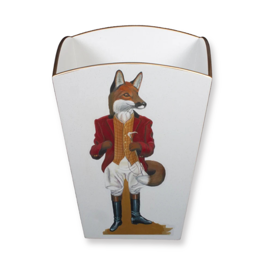 Square Wooden Waste Paper Bin: Fox