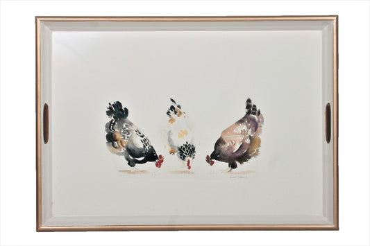 Large Rectangular Tray: Chickens