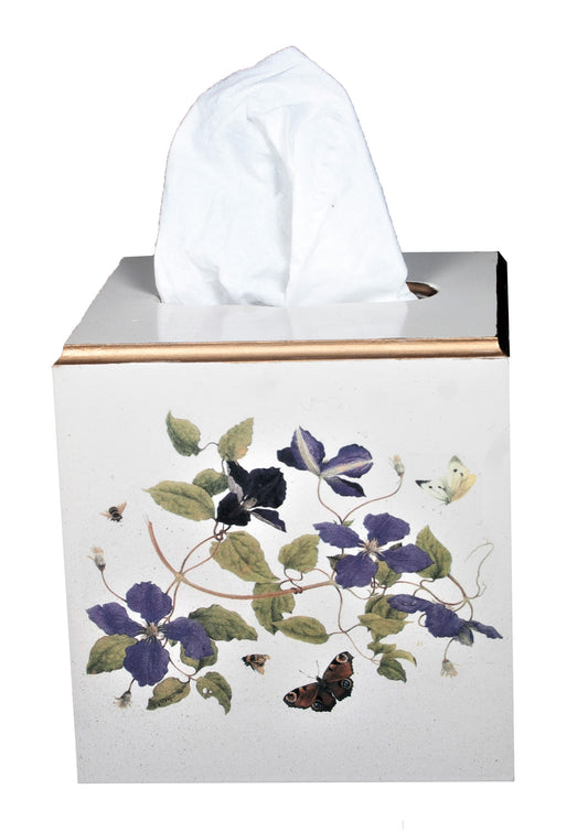 Square Tissue Box Cover: Clematis