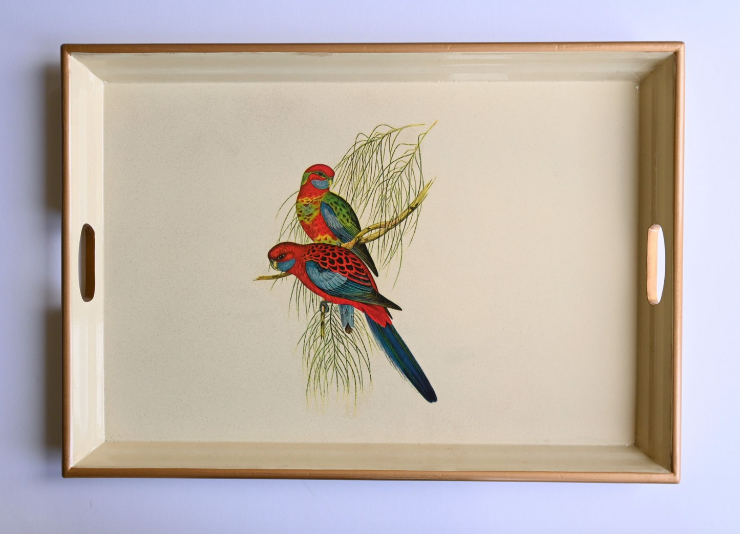 Large Rectangular Tray:  Pair of Parrots