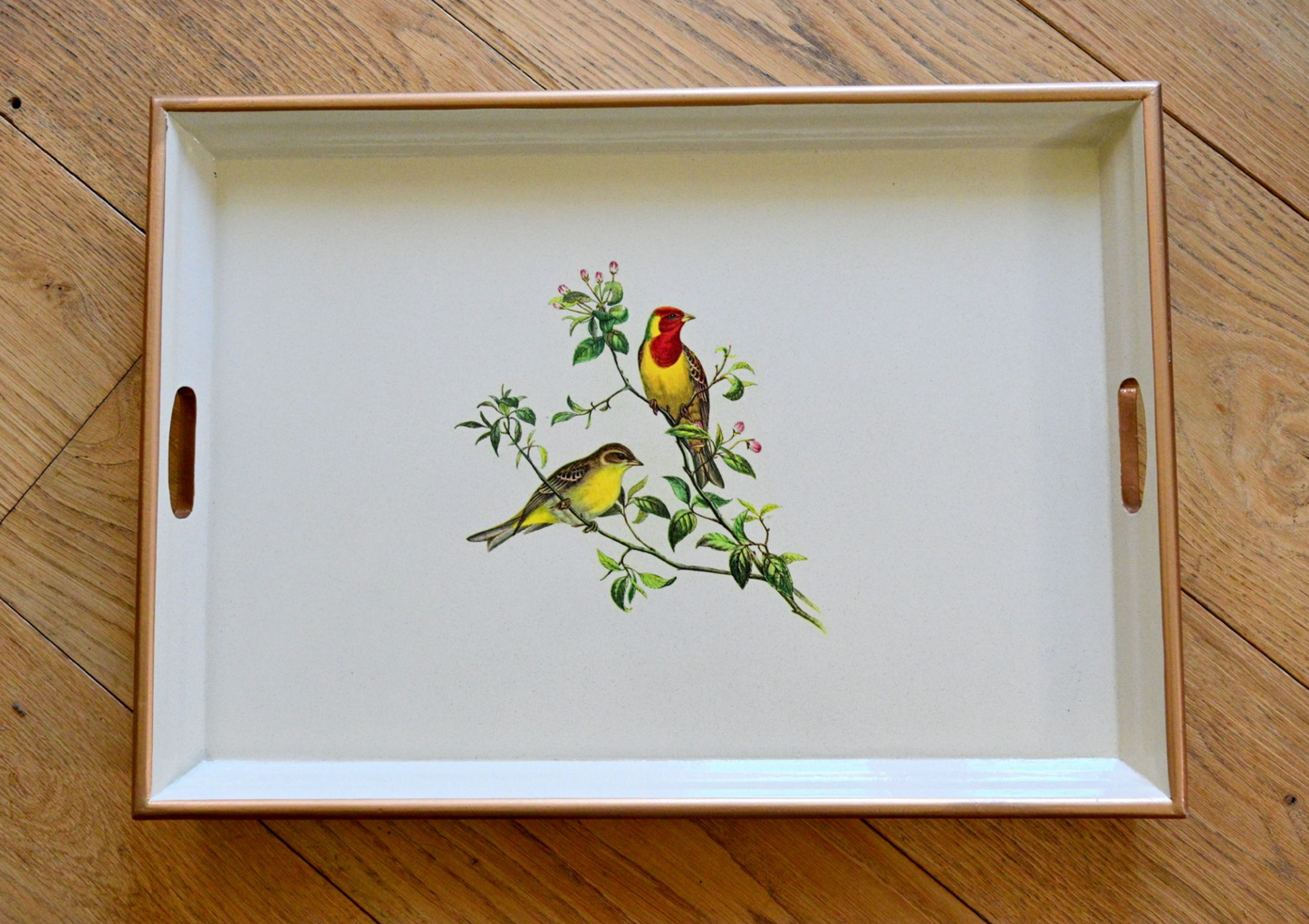 Large Rectangular Tray:  Oriental Songbirds