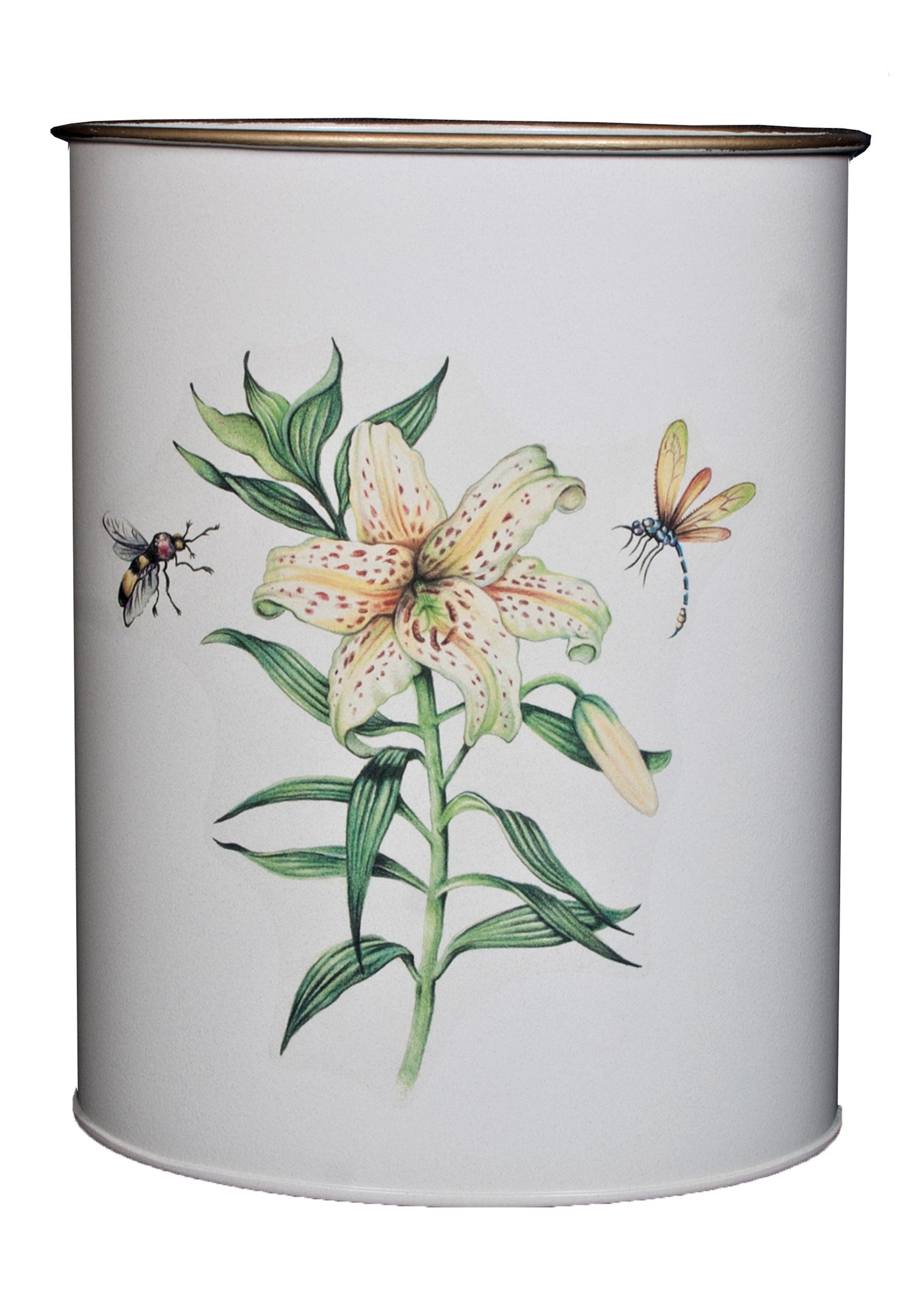 Oval Waste Paper Bin: Japanese Lily