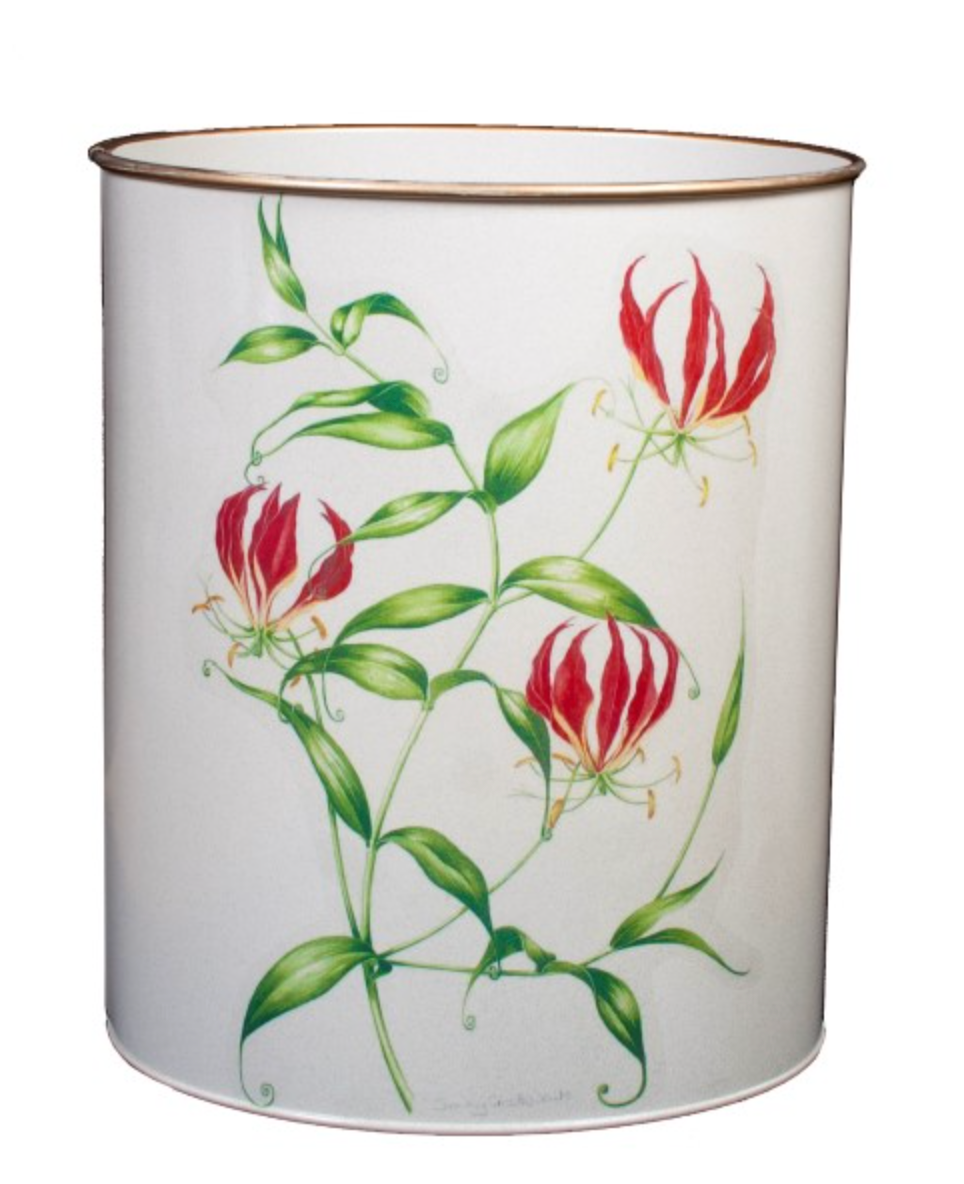 Oval Waste Paper Bin: Flame Lily