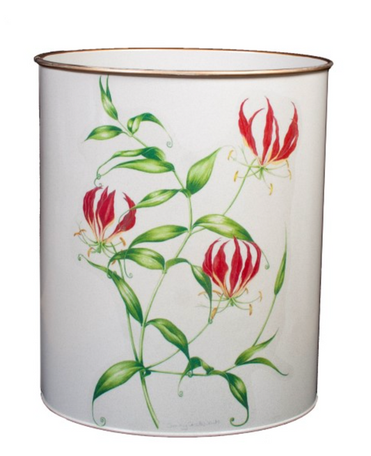 Oval Waste Paper Bin: Flame Lily