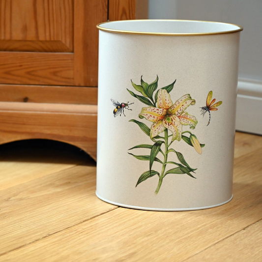 Oval Waste Paper Bin: Japanese Lily