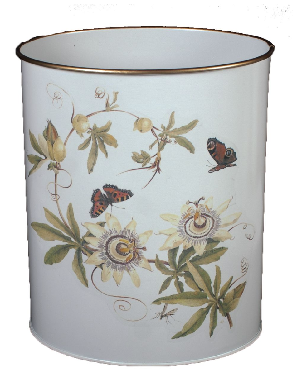 Oval Waste Paper Bin: Passion Flower