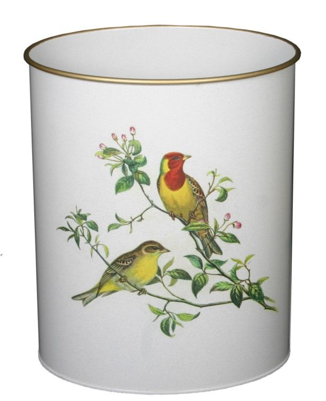 Oval Waste Paper Bin: Oriental Songbirds