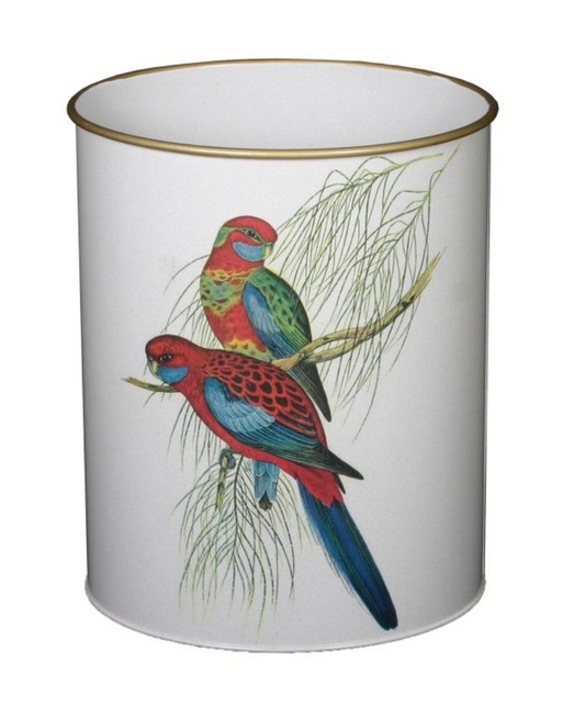 Oval Waste Paper Bin: Pair of Parrots