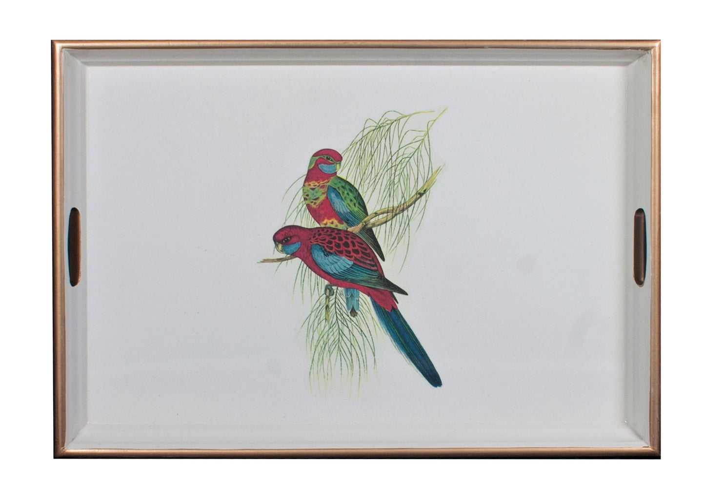 Large Rectangular Tray:  Pair of Parrots