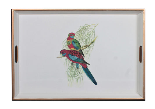 Large Rectangular Tray:  Pair of Parrots