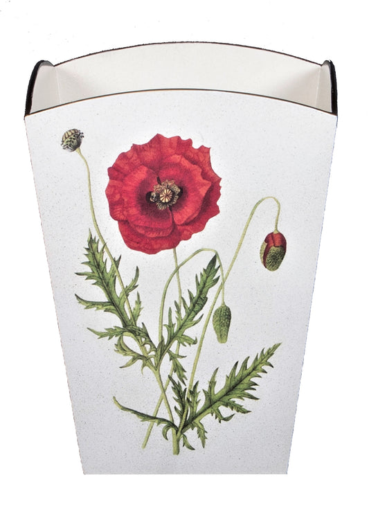 Square Wooden Waste Paper Bin: Poppy