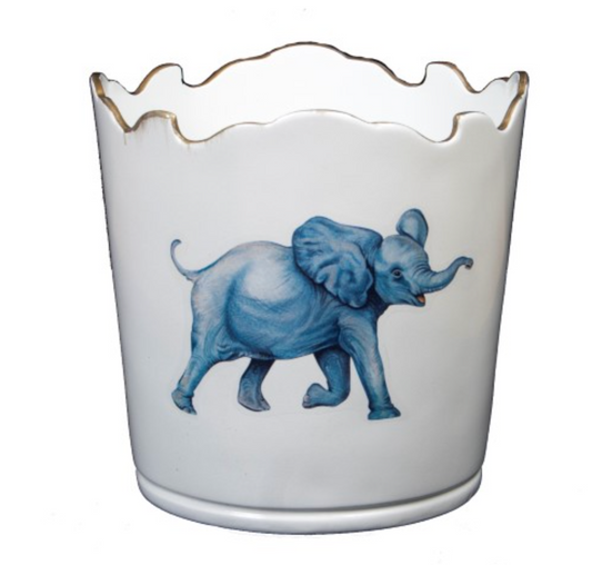 Scalloped Top Cachepot/Decorative Planter: Elephant