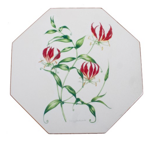 Octagonal Tablemats Set of 4 (boxed): Flame Lily