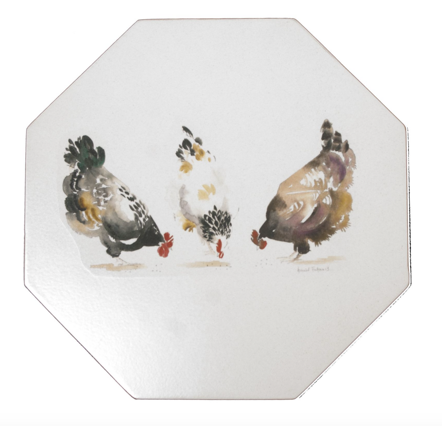 Octagonal Tablemats Set of 4 (Boxed): Chickens