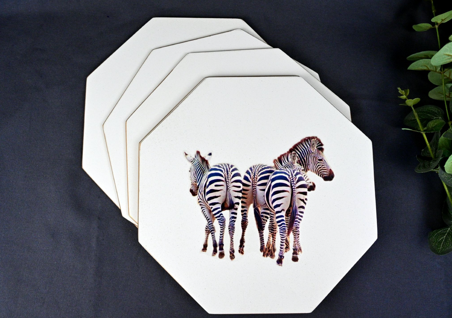 Octagonal Tablemats Set of 4 (boxed): Zebra