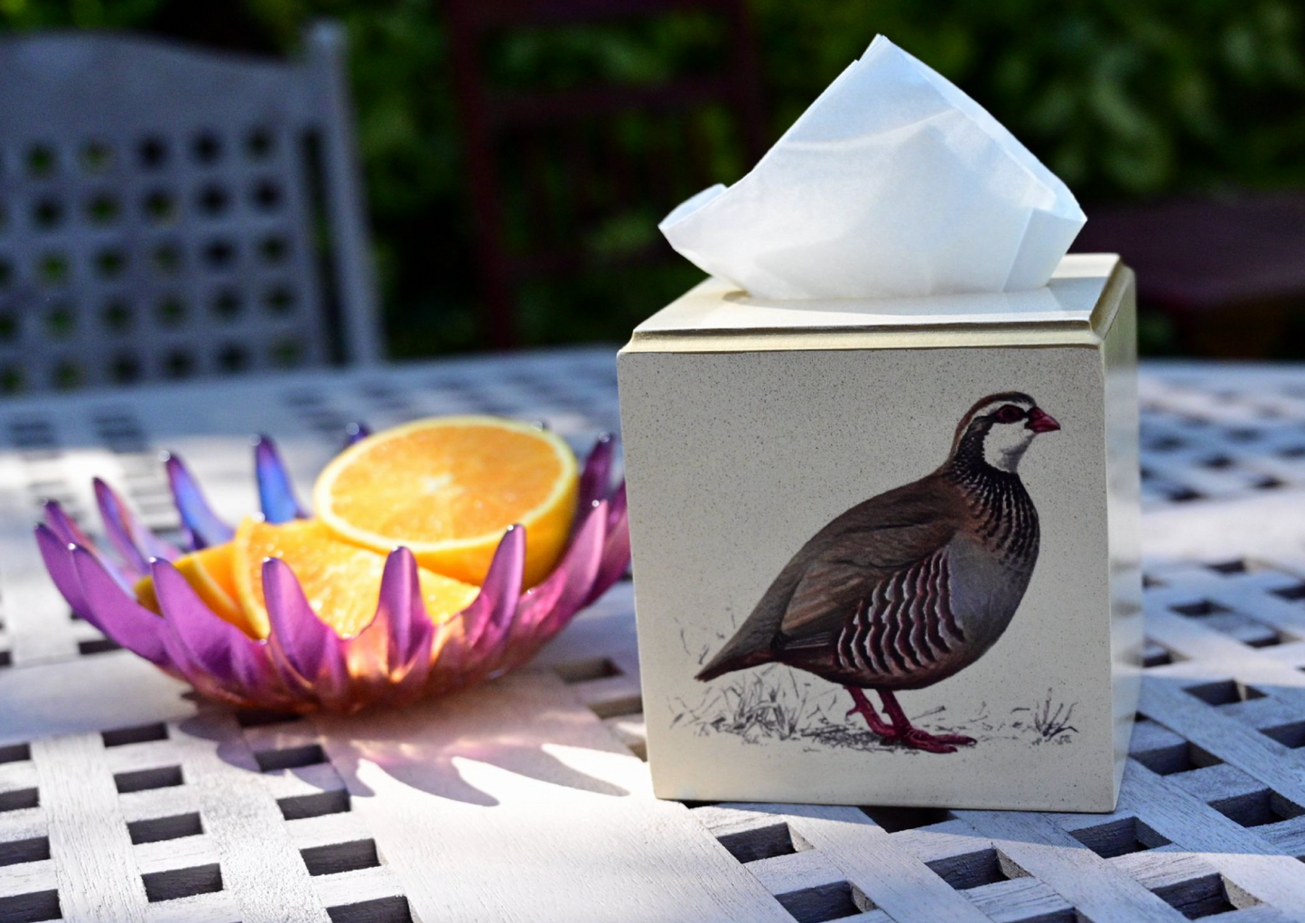 Square Tissue Box Cover: Partridge