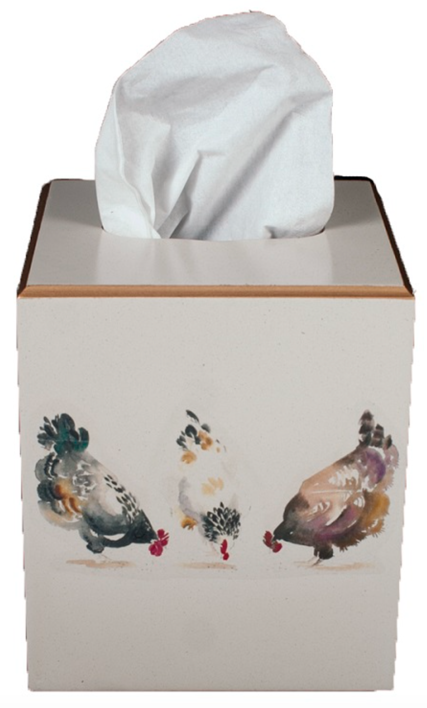 Square Tissue Box Cover: Chickens