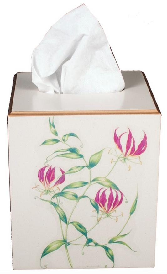 Square Tissue Box Cover: Flame Lily