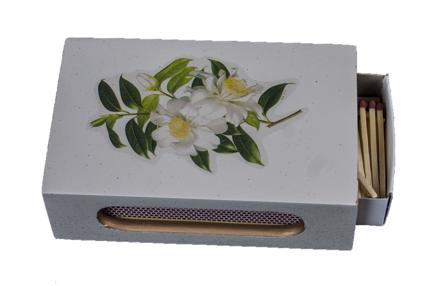Standard Wooden Matchbox Cover with Matches: Camellia