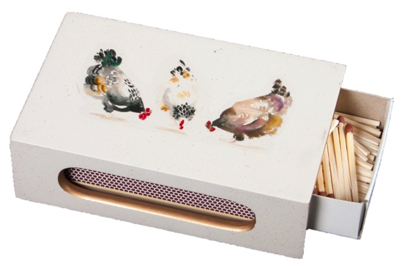 Standard Wooden Matchbox Cover with Matches: Chickens