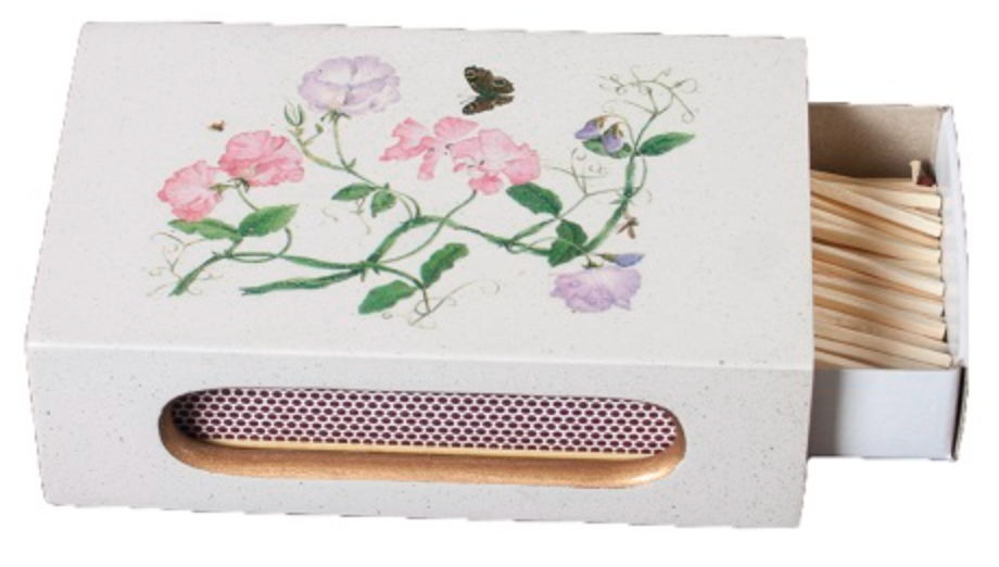 Standard Wooden Matchbox Cover with Matches: Sweet Pea