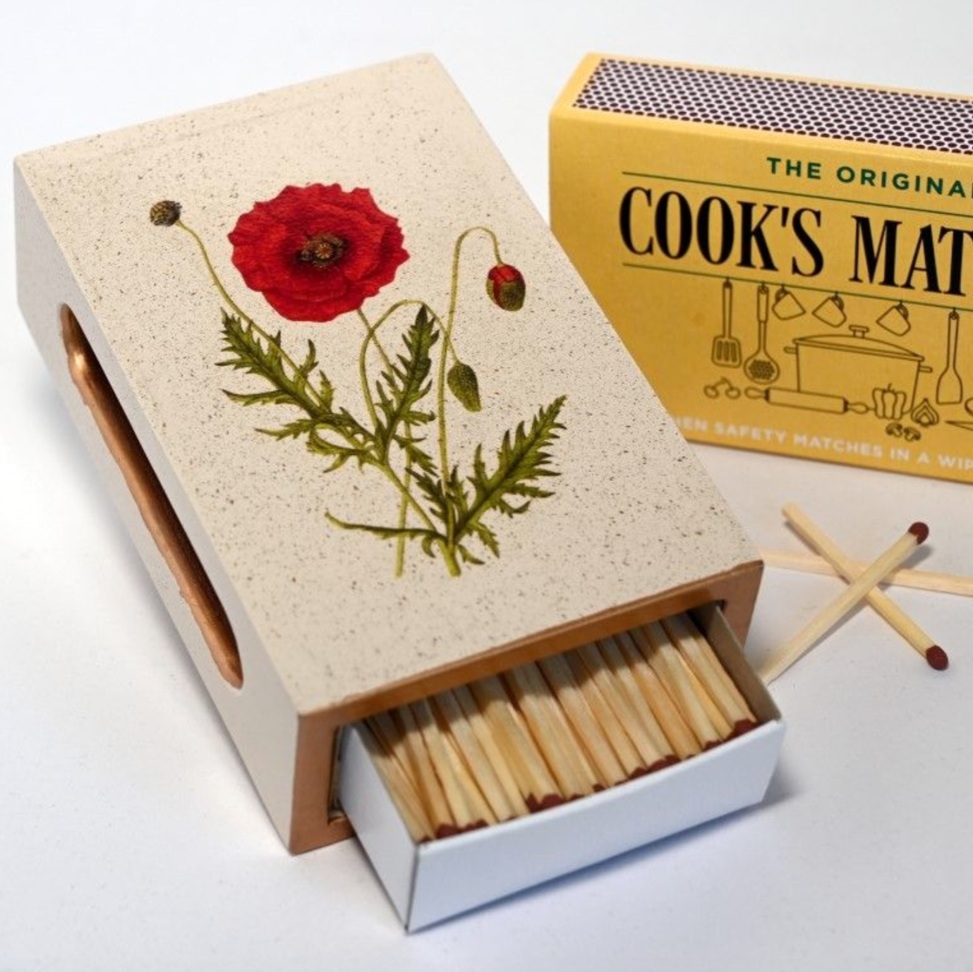 Standard Wooden Matchbox Cover with matches: Poppy