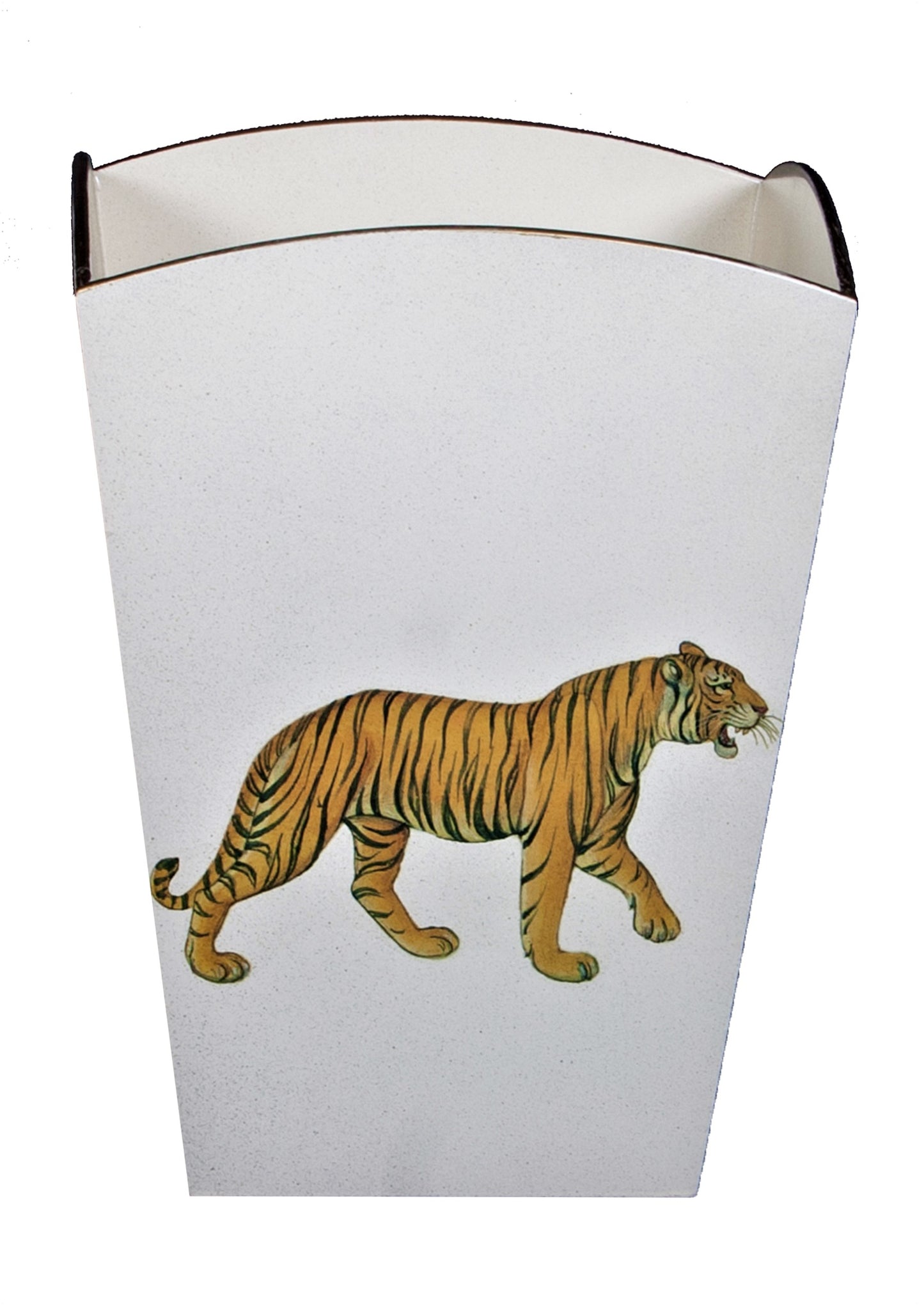 Square Wooden Waste Paper Bin: Tiger