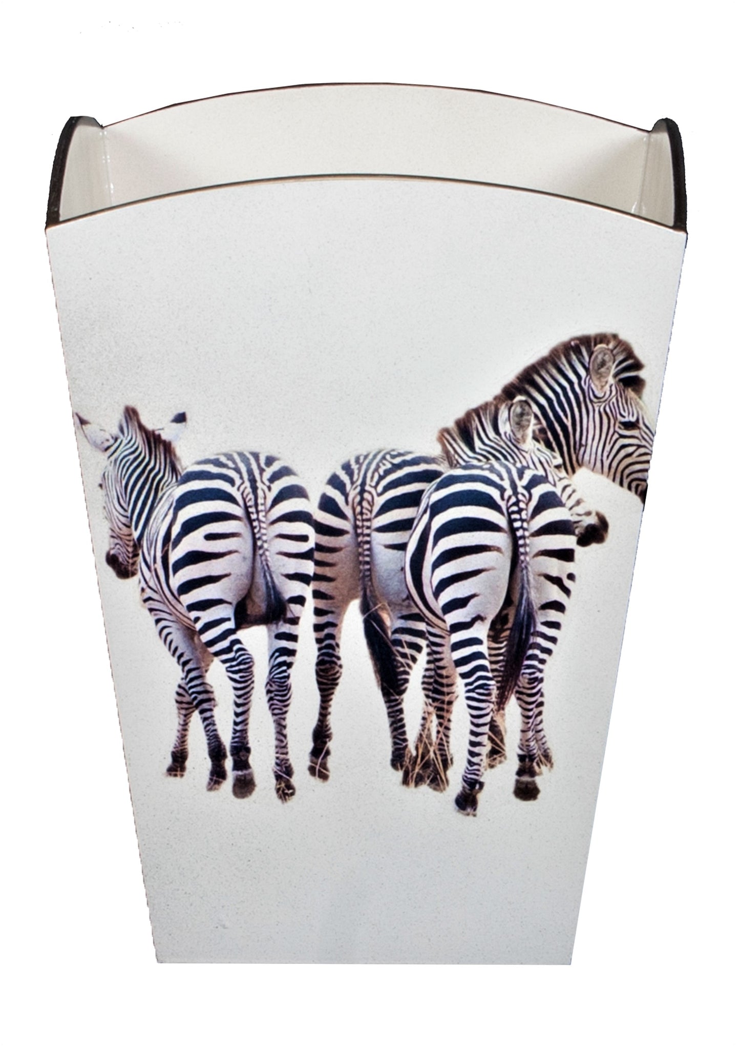 Square Wooden Waste Paper Bin: Zebra