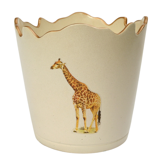 Scalloped Top Cachepot/Decorative Planter: Giraffe